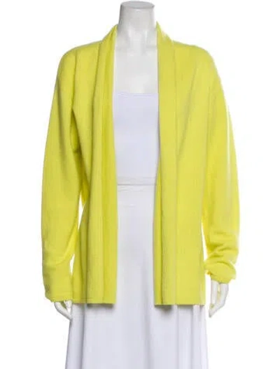 Pre-owned Neiman Marcus Cashmere V-neck Sweater In Yellow