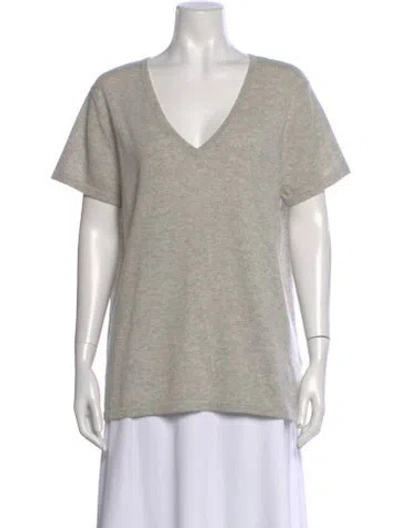 Pre-owned Neiman Marcus Cashmere V-neck Top In Neutral