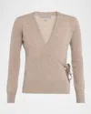 Neiman Marcus Cashmere Wrap-tie Sweater In Brown