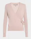 Neiman Marcus Cashmere Wrap-tie Sweater In Pink