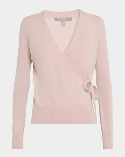 Neiman Marcus Cashmere Wrap-tie Sweater In Pink