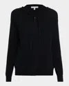 Neiman Marcus Cashmere Zip-front Hoodie In Black