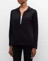 Neiman Marcus Cashmere Zip-front Hoodie In Black