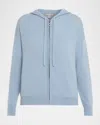 Neiman Marcus Cashmere Zip-front Hoodie In Blue