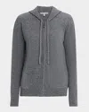 Neiman Marcus Cashmere Zip-front Hoodie In Gray