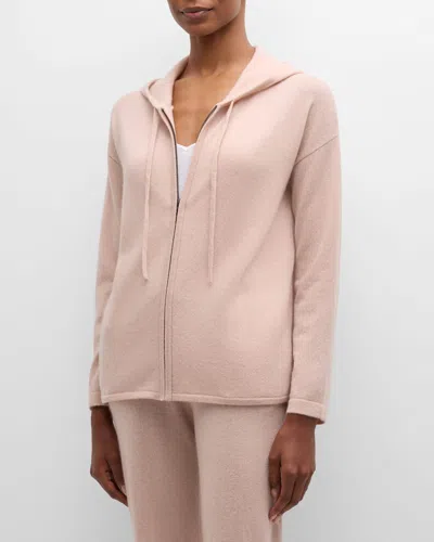 Neiman Marcus Cashmere Zip-front Hoodie In Quartz