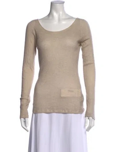 Pre-owned Neiman Marcus Cashwool Scoop Neck Sweater In Neutral