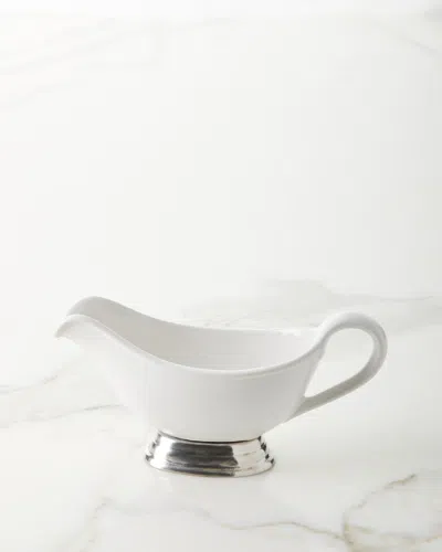 Neiman Marcus Ceramic Pewter Gravy Boat