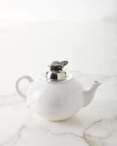 Neiman Marcus Ceramic Pewter Teapot