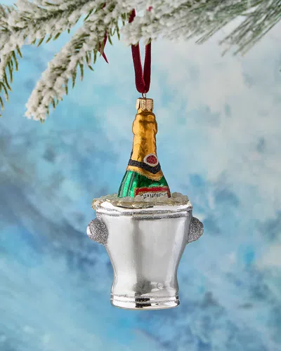 Neiman Marcus Champagne Bucket 2024 Holiday Ornament In White