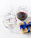 Neiman Marcus Christmas Lights 8 Oz. Stemless Wine Glasses, Set Of 2 In Multi