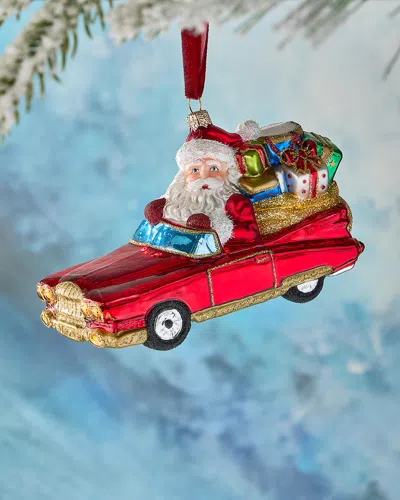 Neiman Marcus Classic Car Santa Ornament In Multi