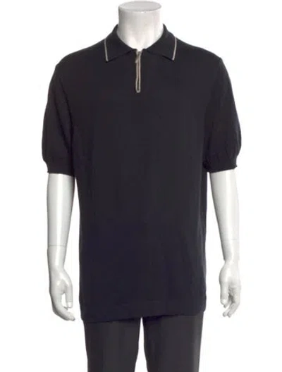 Pre-owned Neiman Marcus Collar Short Sleeve Polo Shirt In Black/white