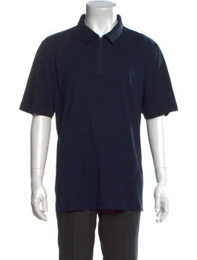 Pre-owned Neiman Marcus Collar Short Sleeve Polo Shirt In Blue