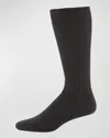 Neiman Marcus Core-spun Socks, Over-the-calf In Charcoal