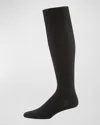 Neiman Marcus Core-spun Socks, Over-the-calf In Black