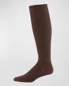 Neiman Marcus Core-spun Socks, Over-the-calf In Brown