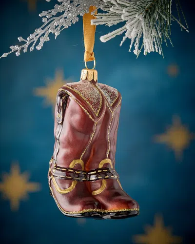 Neiman Marcus Cowboy Boots Christmas Ornament In Brown