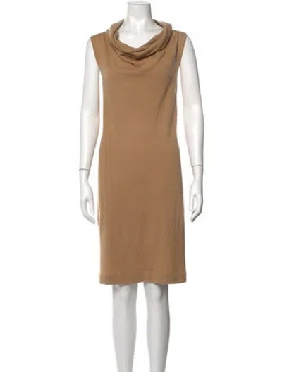 Pre-owned Neiman Marcus Cowl Neck Knee-length Dress In Brown