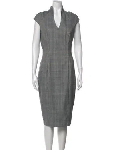 Pre-owned Neiman Marcus Cowl Neck Midi Length Dress In Gray
