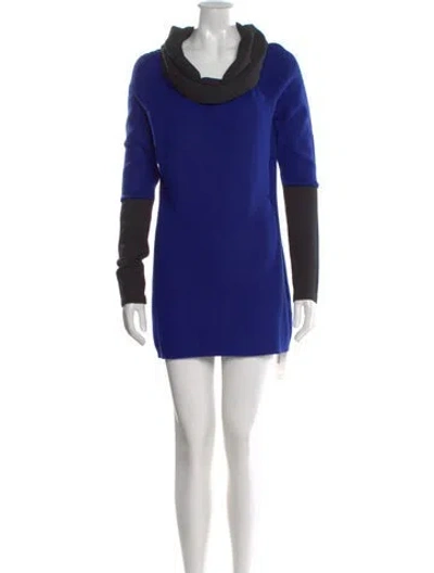Pre-owned Neiman Marcus Cowl Neck Mini Dress In Blue