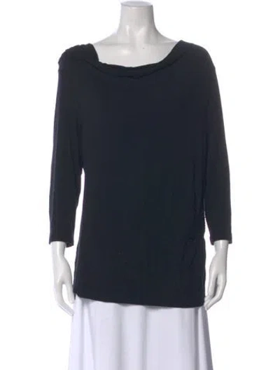 Pre-owned Neiman Marcus Cowl Neck Three-quarter Sleeve Top In Blue