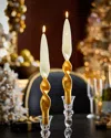 Neiman Marcus Cream And Gold Twisted Candles, Set Of 2 In Gold