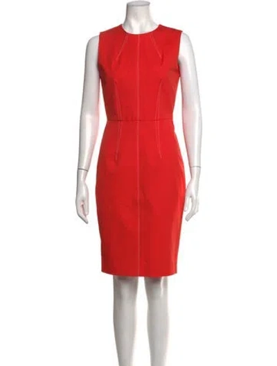 Pre-owned Neiman Marcus Crew Neck Knee-length Dress In Orange