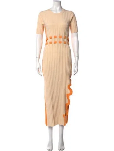 Pre-owned Neiman Marcus Crew Neck Long Dress In Neutral