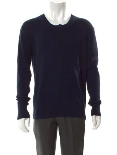 Pre-owned Neiman Marcus Crew Neck Long Sleeve Pullover In Blue