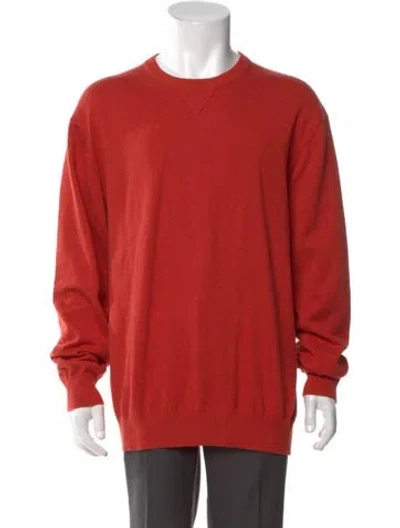 Pre-owned Neiman Marcus Crew Neck Long Sleeve Pullover In Orange