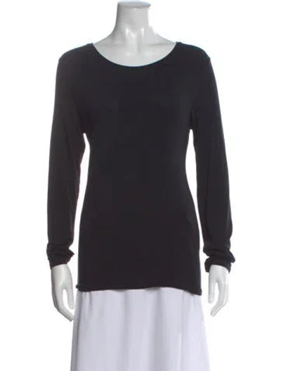 Pre-owned Neiman Marcus Crew Neck Long Sleeve Top In Black