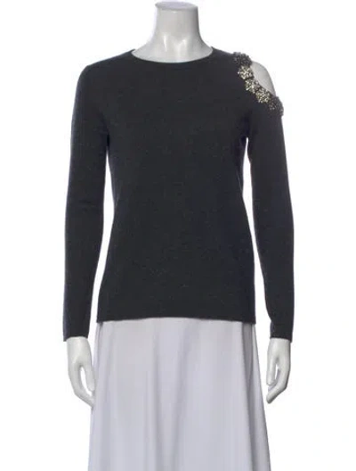 Pre-owned Neiman Marcus Crew Neck Long Sleeve Top In Gray