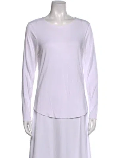 Pre-owned Neiman Marcus Crew Neck Long Sleeve Top In White