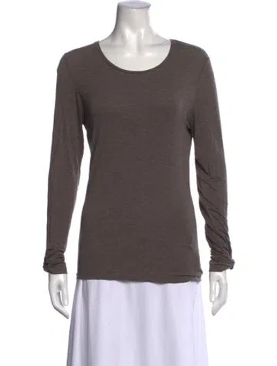 Pre-owned Neiman Marcus Crew Neck Long Sleeve T-shirt In Brown