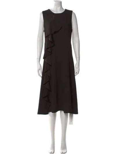 Pre-owned Neiman Marcus Crew Neck Midi Length Dress In Black