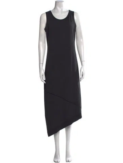 Pre-owned Neiman Marcus Crew Neck Midi Length Dress In Black