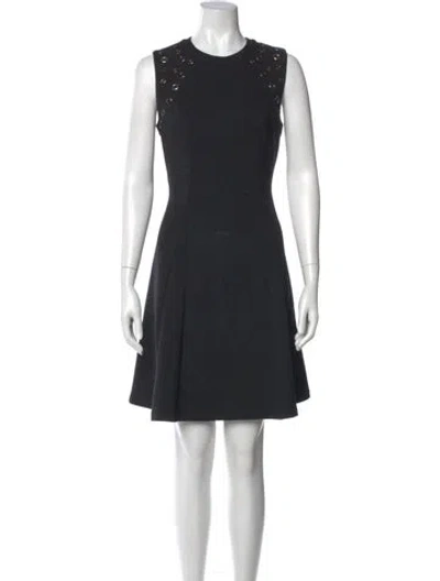 Pre-owned Neiman Marcus Crew Neck Mini Dress In Black
