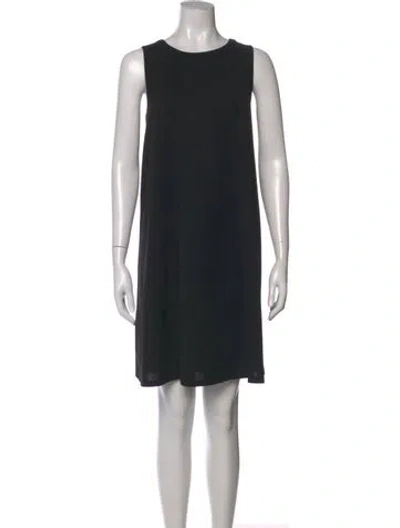 Pre-owned Neiman Marcus Crew Neck Mini Dress In Black