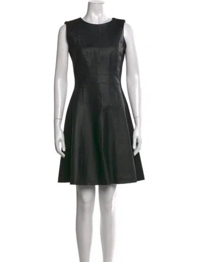 Pre-owned Neiman Marcus Crew Neck Mini Dress In Black