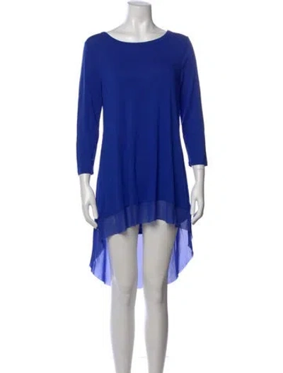 Pre-owned Neiman Marcus Crew Neck Mini Dress In Blue