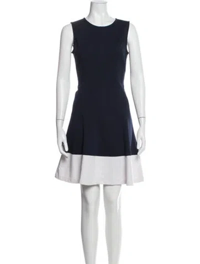 Pre-owned Neiman Marcus Crew Neck Mini Dress In Blue