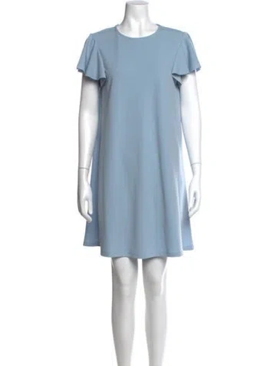 Pre-owned Neiman Marcus Crew Neck Mini Dress In Blue