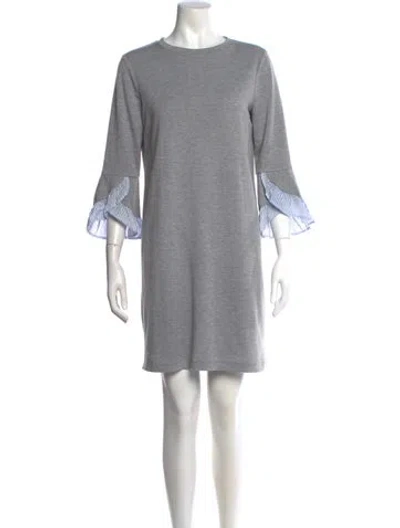 Pre-owned Neiman Marcus Crew Neck Mini Dress In Gray