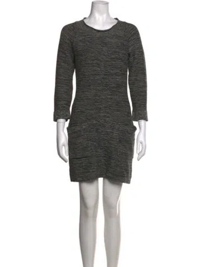 Pre-owned Neiman Marcus Crew Neck Mini Dress In Grey