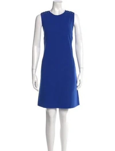 Pre-owned Neiman Marcus Crew Neck Mini Dress W/ Tags In Blue