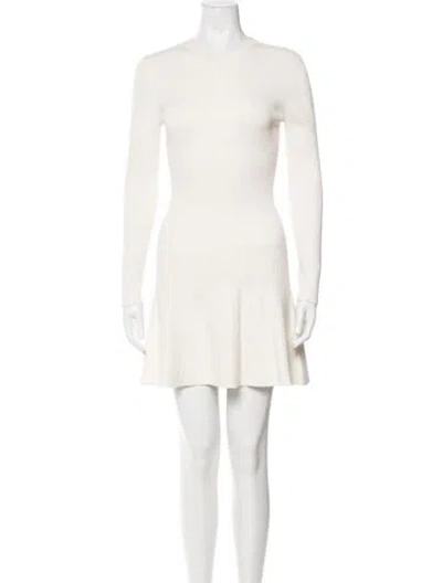 Pre-owned Neiman Marcus Crew Neck Mini Dress In White