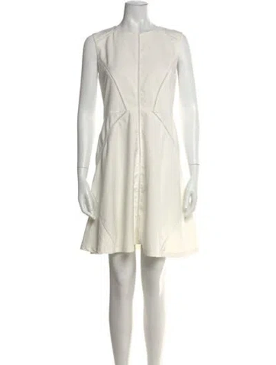 Pre-owned Neiman Marcus Crew Neck Mini Dress In White
