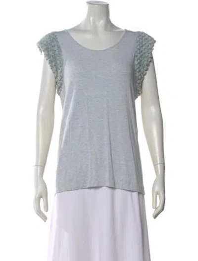 Pre-owned Neiman Marcus Crew Neck Short Sleeve Top In Blue