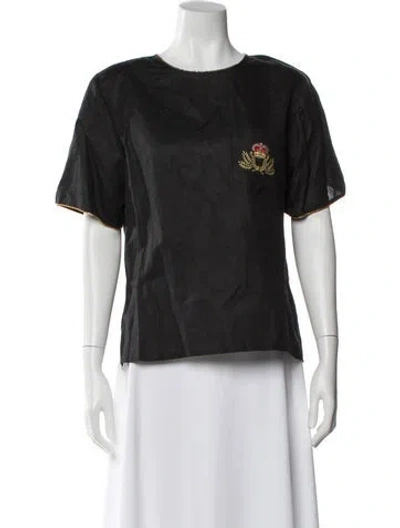 Pre-owned Neiman Marcus Crew Neck Short Sleeve Top In Gray